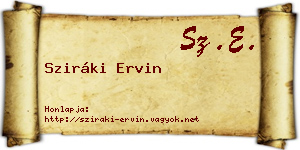 Sziráki Ervin névjegykártya